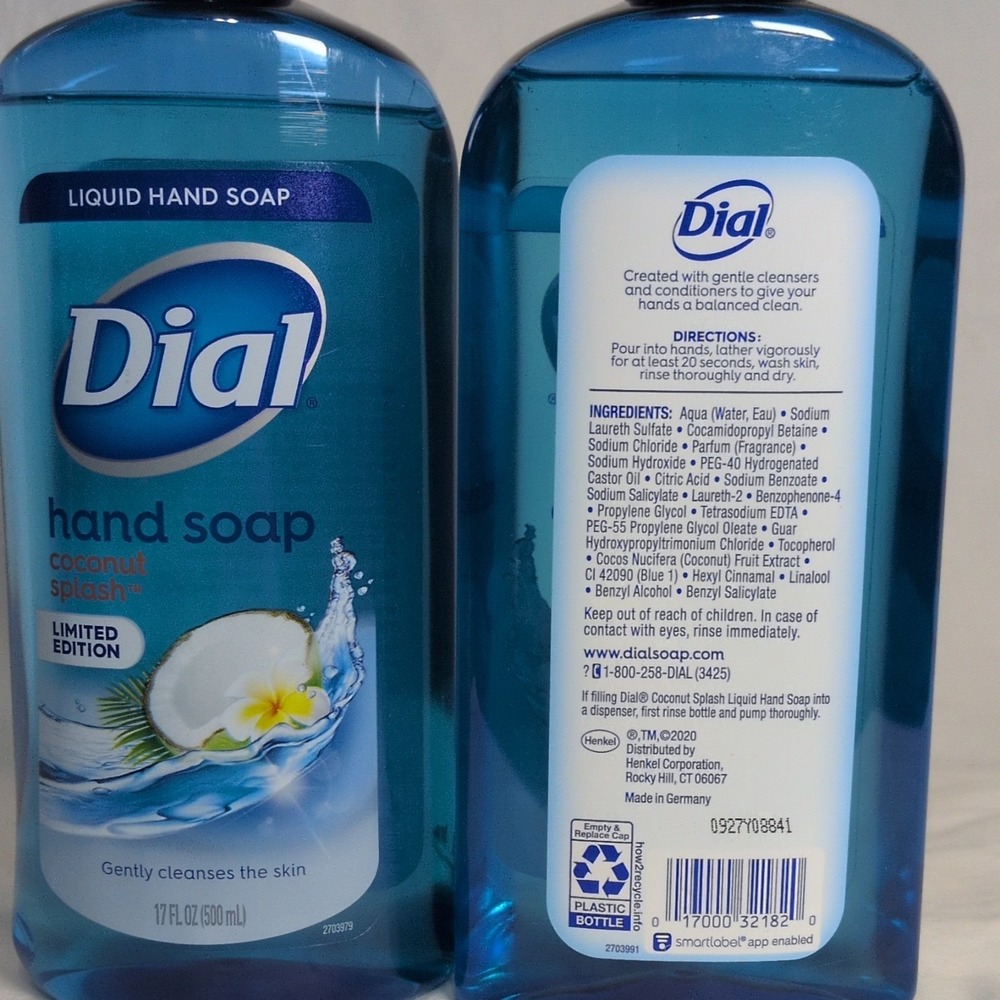Discontinued Dial Coconut Splash Liquid Hand Soap NEW Coconut 17 fl oz (500 mL) - Picture 2 of 3